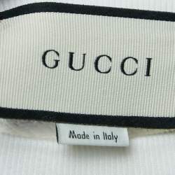 Gucci White Logo Embroidered Cotton Crew Neck Sweatshirt M