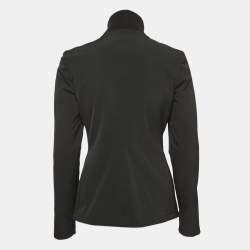 Gucci Black Synthetic Web Detailed Collar Zip Front Jacket S