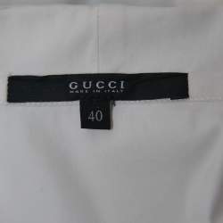 Gucci White Cotton Button Front Pleated Half Sleeve Shirt S