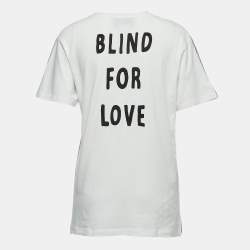 Pre Owned Gucci Pink/White Logo Print Cotton Half Sleeve T-Shirt XS