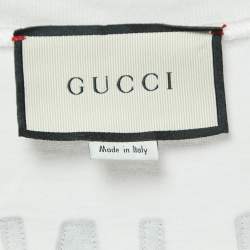 Pre Owned Gucci Pink/White Logo Print Cotton Half Sleeve T-Shirt XS