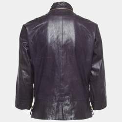 Gucci Purple Leather Biker Jacket M