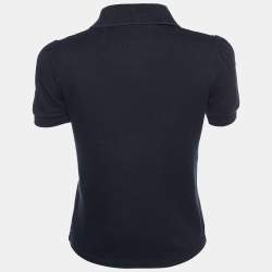 Gucci Black Cotton Pique Cropped Polo T-Shirt S