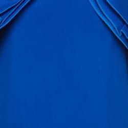 Gucci Blue Silk Ruffled Neck One Shoulder Maxi Dress M