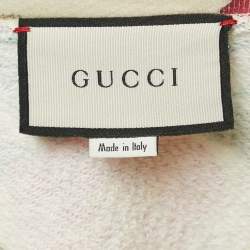 Gucci Cream Floral Printed Cotton Logo Sweatshirt S