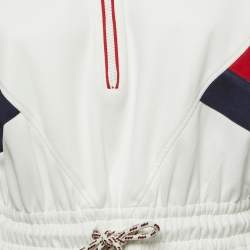 Gucci White Knit Interlocking G Web Detailed Mini Polo Dress M