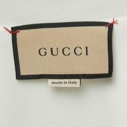 Gucci White Knit Interlocking G Web Detailed Mini Polo Dress M