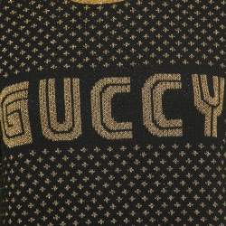 Pre Owned Gucci Black Patterned Lurex Knit Guccy Sega Sweater M
