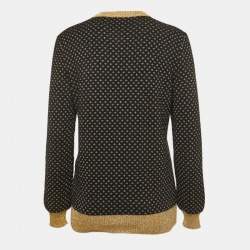 Pre Owned Gucci Black Patterned Lurex Knit Guccy Sega Sweater M