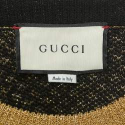 Pre Owned Gucci Black Patterned Lurex Knit Guccy Sega Sweater M