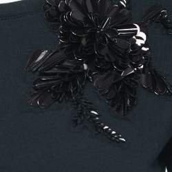 Pre Owned Gucci Black Cotton Floral Appliqued Short Sleeve T-Shirt S
