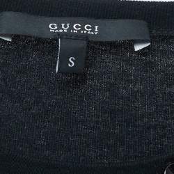 Pre Owned Gucci Black Cotton Floral Appliqued Short Sleeve T-Shirt S