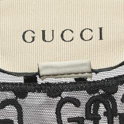 Gucci Black Logo Embroidered Tulle Long Sleeve Top S