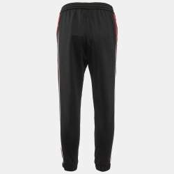 Pre Owned Gucci Black Jersey Side Logo Trim Jogger Pants M