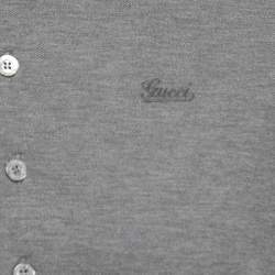 Pre Owned Gucci Grey Cotton Web Detailed Polo T-Shirt M