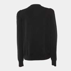 Pre Owned Gucci Black Wool Embellished Chain Sweater Top XL