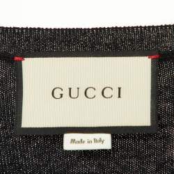 Pre Owned Gucci Black Wool Embellished Chain Sweater Top XL