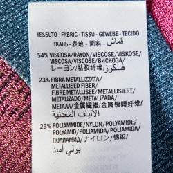 Pre Owned Gucci Blue/Pink Tiger Patterned Lurex Knit Sweatshirt L