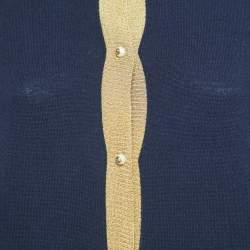 Pre Owned Gucci Navy Blue/Metallic Cashmere Buttoned Cardigan M
