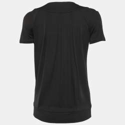 Pre Owned Gucci Black Crepe Belt Detailed Blouse L