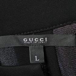 Pre Owned Gucci Black Crepe Belt Detailed Blouse L