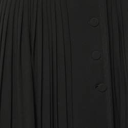 Gucci Black Plisse Crepe Contrast Waist Band Detail Midi Skirt M