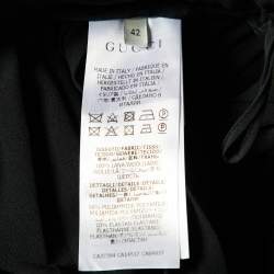 Gucci Black Plisse Crepe Contrast Waist Band Detail Midi Skirt M
