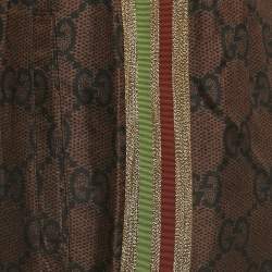 Gucci Brown Logo Print Silk Side Stripe Detailed Drawstring Joggers XS