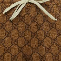 Gucci Brown Logo Print Knit Drawstring Joggers XS