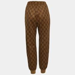 Gucci Brown Logo Print Knit Drawstring Joggers XS