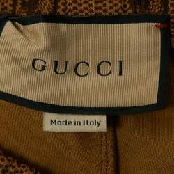 Gucci Brown Logo Print Knit Drawstring Joggers XS
