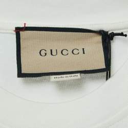 Gucci White Cat Embroidered Cotton T-Shirt XS