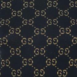 Gucci Navy Blue/Metallic GG Patterned Knit Top XS