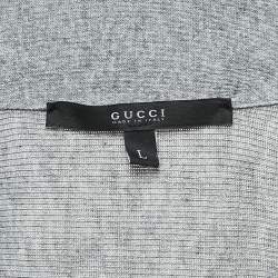 Gucci Grey Knit Zip Front Sleeveless Cardigan L
