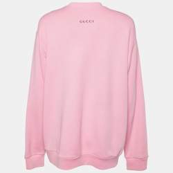 Pre Owned Gucci Pink Elisir of Love Embellished Detail Cotton Knit Sweatshirt M