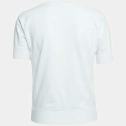 Pre Owned Gucci White Knit Bird Applique Half Sleeve Sweatshirt XXS