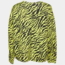 Gucci Yellow & Black Animal Logo Printed Cotton Knit Sweatshirt S