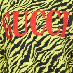 Gucci Yellow & Black Animal Logo Printed Cotton Knit Sweatshirt S