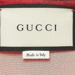 Gucci Red Lurex Knit Lace Trimmed Sleeveless Long Dress S