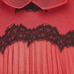 Gucci Red Lurex Knit Lace Trimmed Sleeveless Long Dress S