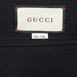 Pre Owned Gucci Black Wool Blend Midi Skirt M