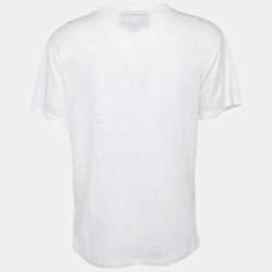 Gucci White Linen Knit Embroidered Detail T-Shirt S