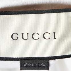 Gucci White Linen Knit Embroidered Detail T-Shirt S