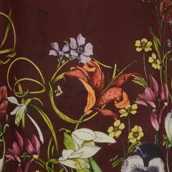 Pre Owned Gucci Burgundy Floral Printed Blouse S