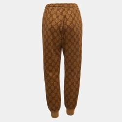 Pre Owned Gucci Brown GG Monogram Printed Jersey Track Pants XS