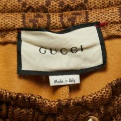 Pre Owned Gucci Brown GG Monogram Printed Jersey Track Pants XS