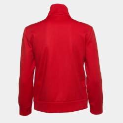 Pre Owned Gucci Red Jersey Logo Embroidered Track Jacket S