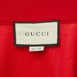 Pre Owned Gucci Red Jersey Logo Embroidered Track Jacket S