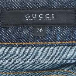 Gucci Dark Blue Washed Denim Chain Detailed Leggings XS