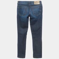 Gucci Dark Blue Washed Denim Chain Detailed Leggings XS